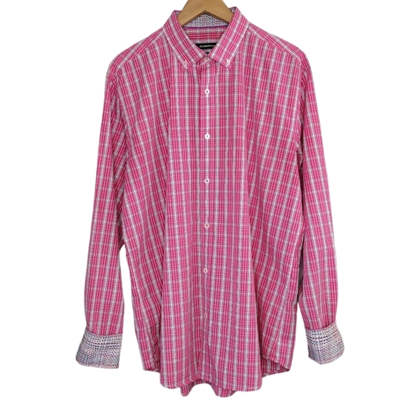 Bugatchi Shaped Fit Men's Plaid Casual Front Button Down Shirt - Picture 1 of 15